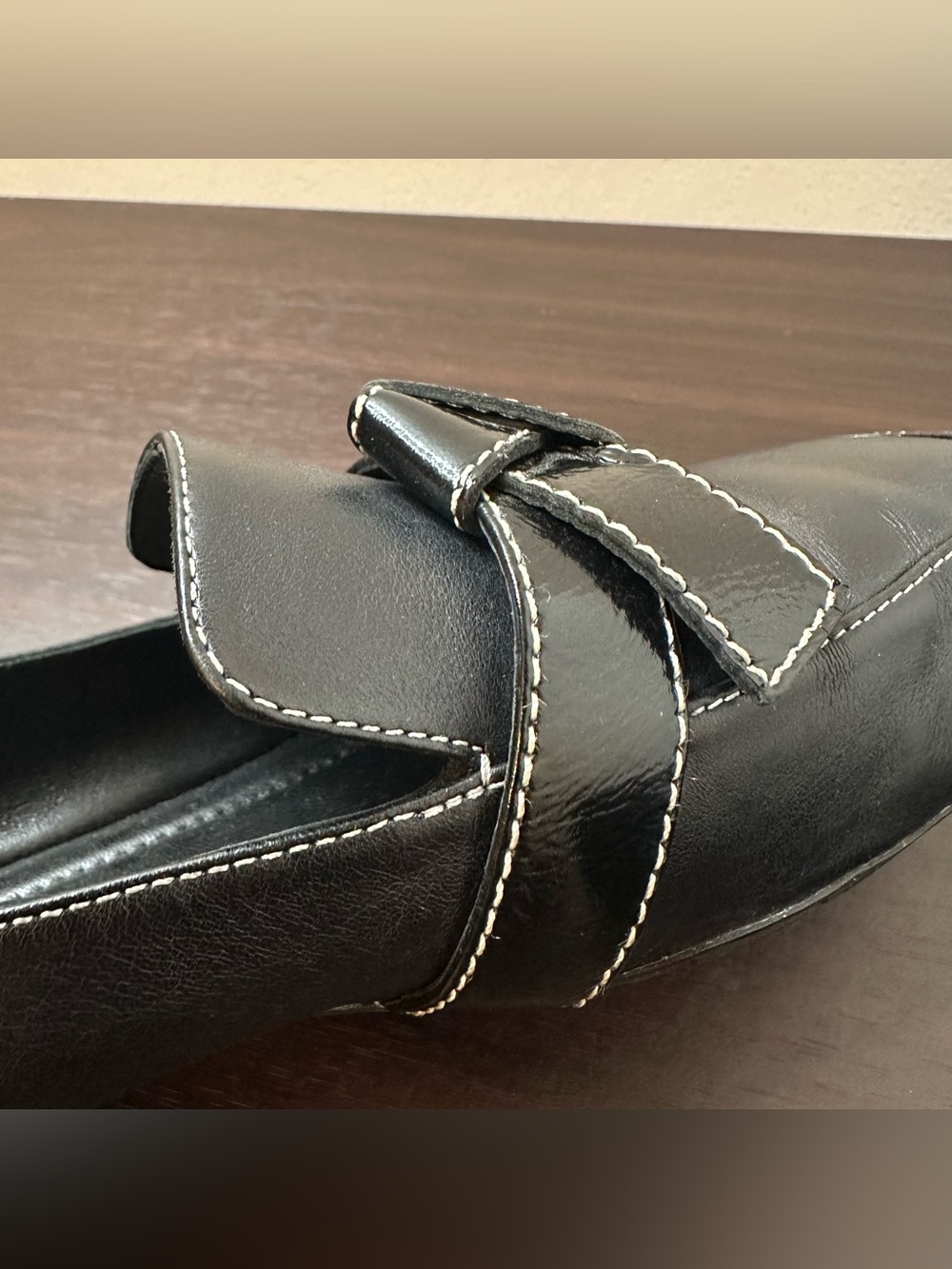 Donald Pliner Deane Black Leather Square Toe Slip-On Loafer Flats Bow, Women's 9 - Picture 5 of 12